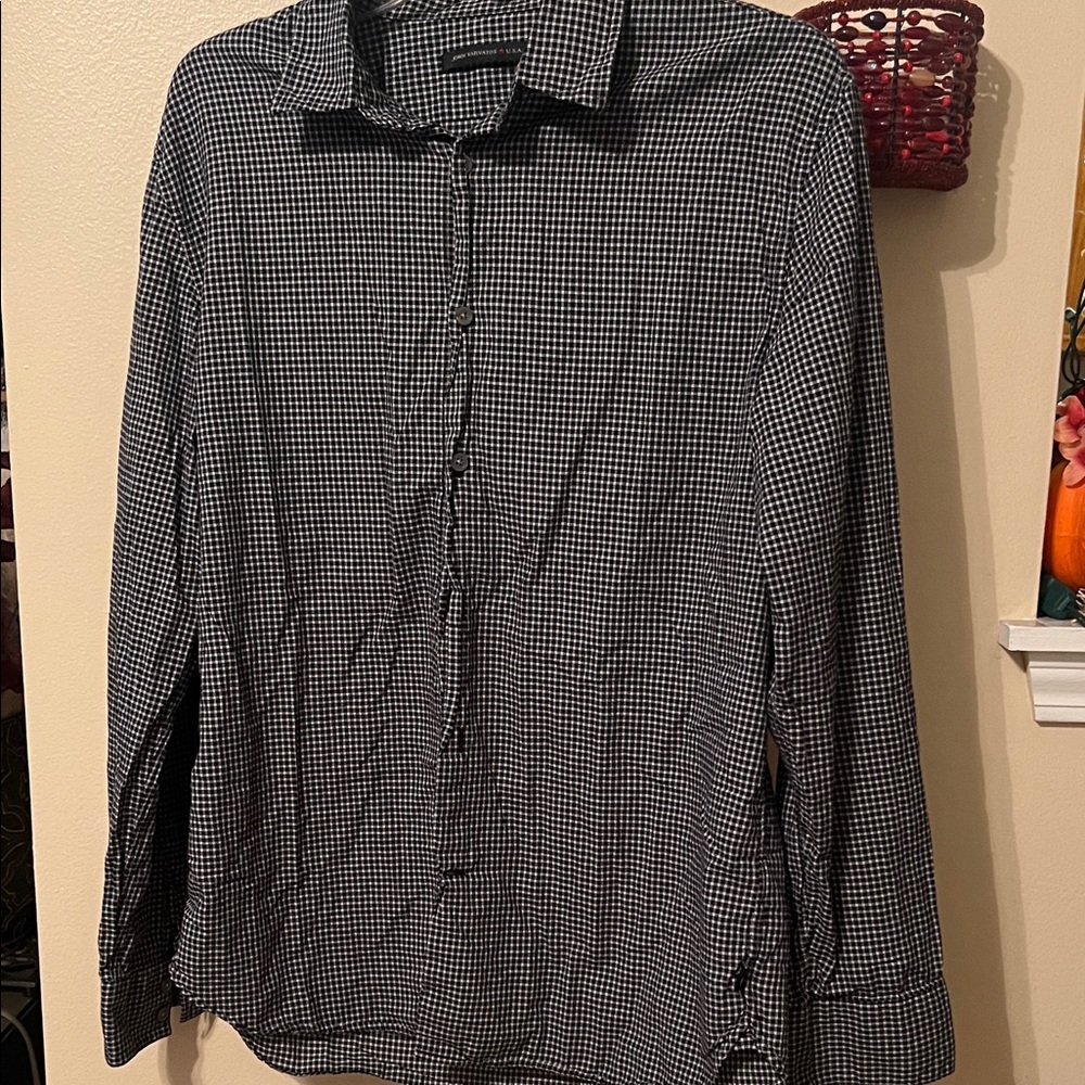 John Varvatos Black and White Gingham Shirt